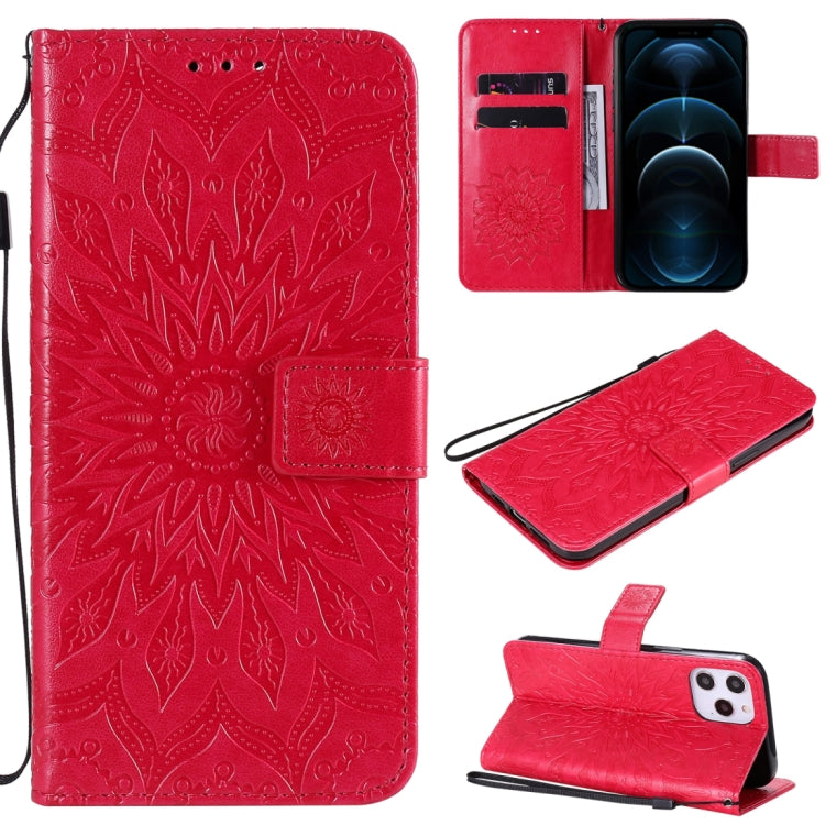 Pressed Printing Sunflower Pattern Horizontal Flip PU Leather Case Holder & Card Slots & Wallet & Lanyard, For iPhone 12 mini, For iPhone 12 / 12 Pro, For iPhone 12 Pro Max, For LG G9, For LG K41S & K51S, For LG K50S