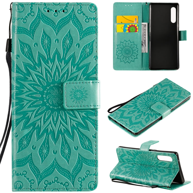 Pressed Printing Sunflower Pattern Horizontal Flip PU Leather Case Holder & Card Slots & Wallet & Lanyard, For iPhone 12 mini, For iPhone 12 / 12 Pro, For iPhone 12 Pro Max, For LG G9, For LG K41S & K51S, For LG K50S