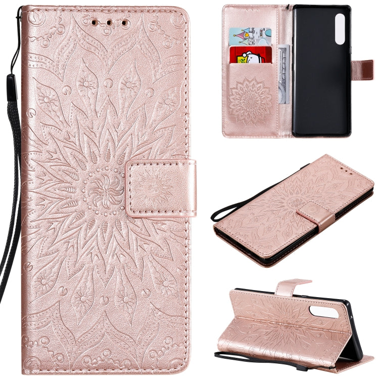 Pressed Printing Sunflower Pattern Horizontal Flip PU Leather Case Holder & Card Slots & Wallet & Lanyard, For iPhone 12 mini, For iPhone 12 / 12 Pro, For iPhone 12 Pro Max, For LG G9, For LG K41S & K51S, For LG K50S