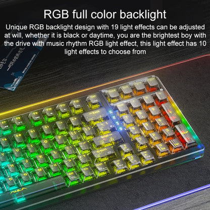 AULA F98Pro V3 99 Keys Wired/2.4G/Bluetooth Three Model RGB Mechanical Keyboard, Ice Crystal Shaft