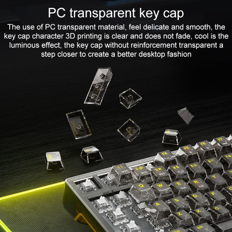 AULA F98Pro V3 99 Keys Wired/2.4G/Bluetooth Three Model RGB Mechanical Keyboard, Ice Crystal Shaft
