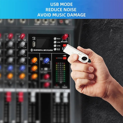 XTUGA CT60X 6-Channels Audio Mixer DJ Mixing Console with 48V Power Supply, CT60X