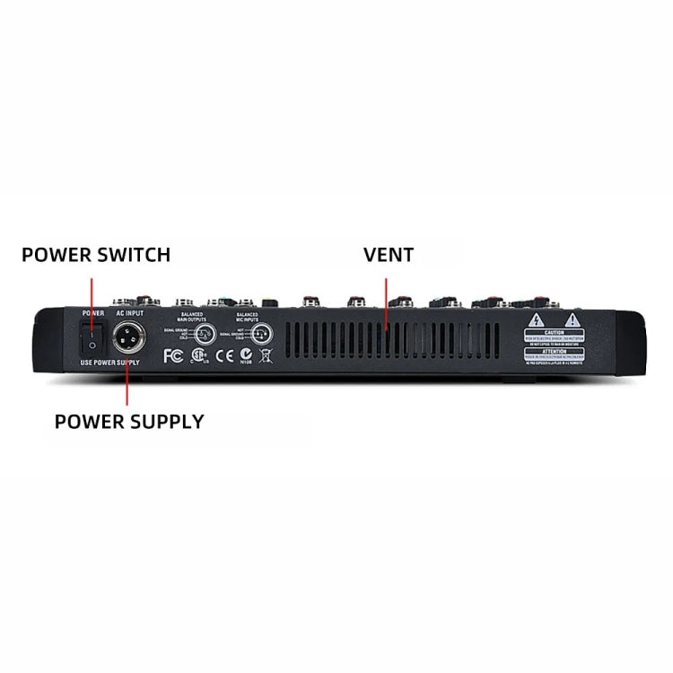XTUGA CT60X 6-Channels Audio Mixer DJ Mixing Console with 48V Power Supply, CT60X