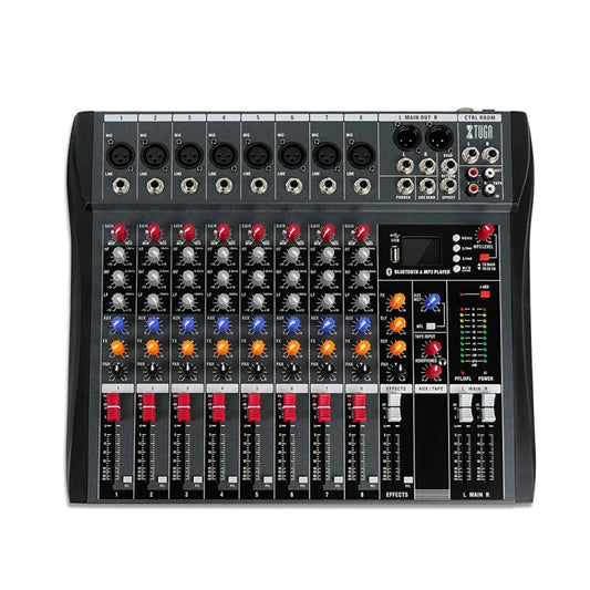 XTUGA CT80X 8-Channels Audio Mixer DJ Mixing Console with 48V Power Supply, CT80X