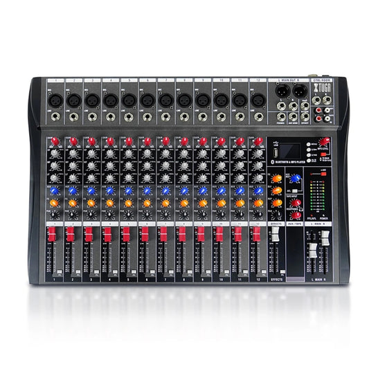 XTUGA CT120X 12-Channels Audio Mixer DJ Mixing Console with 48V Power Supply, CT120X