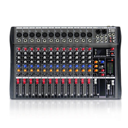 XTUGA CT120X 12-Channels Audio Mixer DJ Mixing Console with 48V Power Supply, CT120X