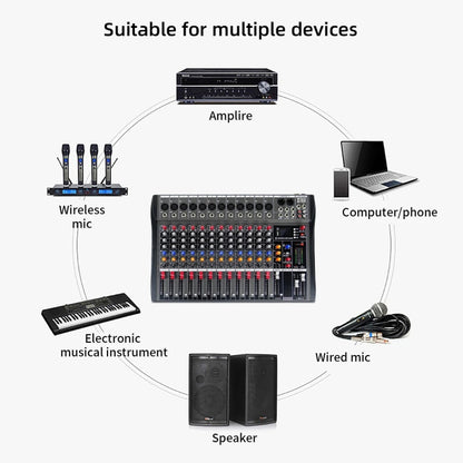 XTUGA CT120X 12-Channels Audio Mixer DJ Mixing Console with 48V Power Supply, CT120X