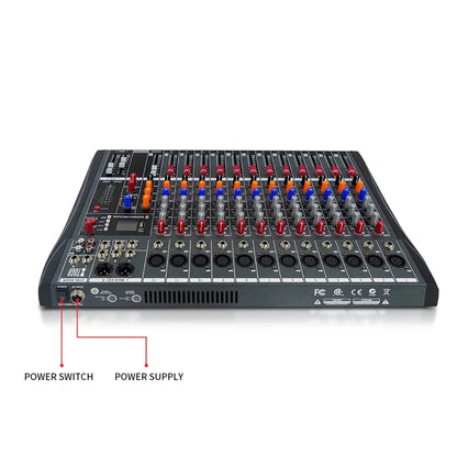XTUGA CT120X 12-Channels Audio Mixer DJ Mixing Console with 48V Power Supply, CT120X