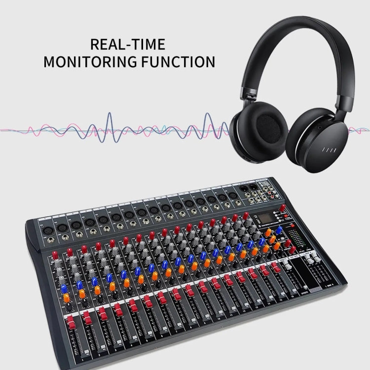 XTUGA CT160X 16-Channels Audio Mixer DJ Mixing Console with 48V Power Supply, CT160X