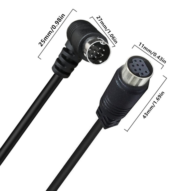 Curved mini DIN 9 Pin Male to Female TV Box Adapter Cable, 0.5m, 1.8m, 3m