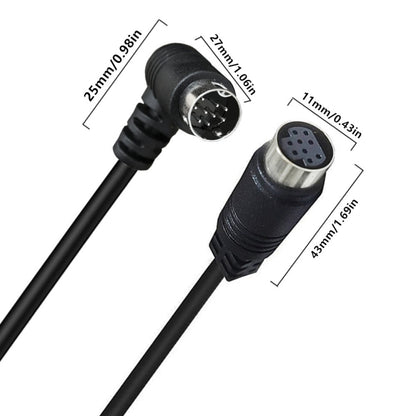 Curved mini DIN 9 Pin Male to Female TV Box Adapter Cable, 0.5m, 1.8m, 3m