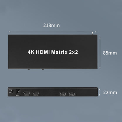 Measy MT4322 4K 30Hz 2 In 2 Out HDMI Matrix Switch Support Seamless Switching, EU Plug, US Plug, UK Plug, AU Plug