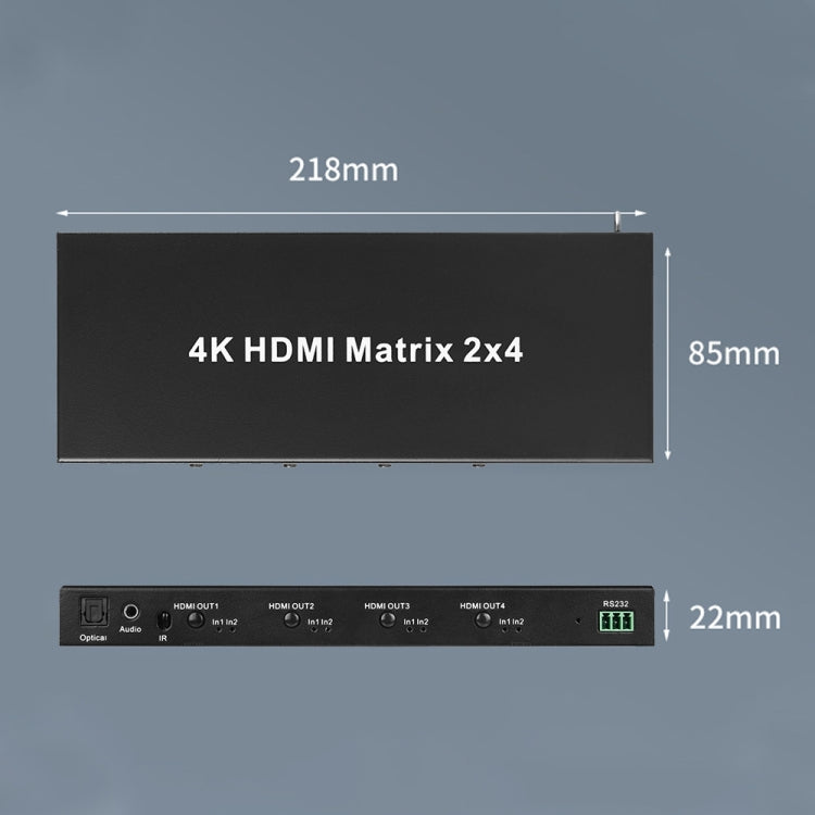 Measy MT4324 4K 30Hz 2 In 4 Out HDMI Matrix Switch Support Seamless Switching, EU Plug, US Plug, UK Plug, AU Plug