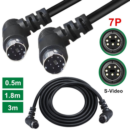 Mini DIN 7 Pin S-Video Core Audio / Video Cable, 1.8m, 3m, 0.5m