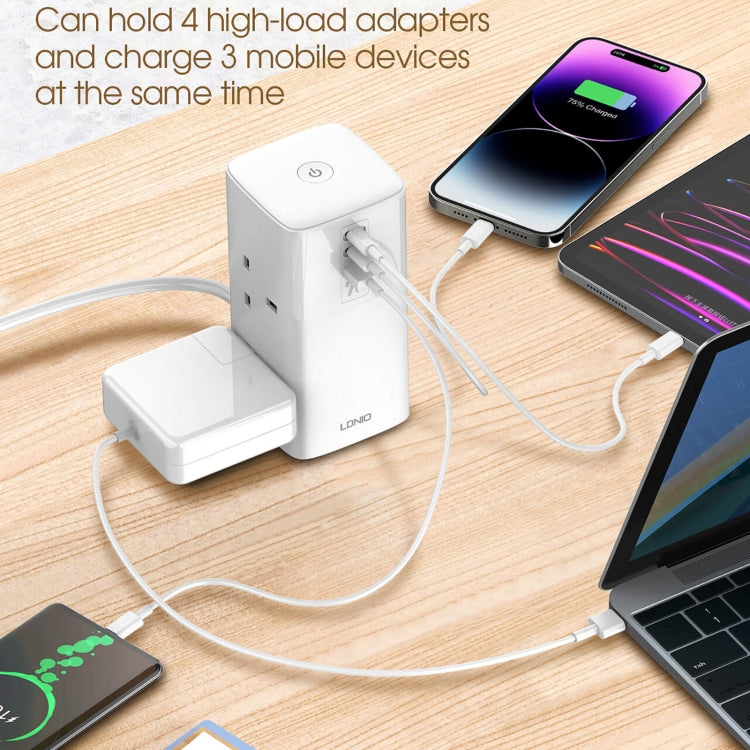 LDNIO SC4396 70W Desktop Multi-function GaN Desktop Charger 2AC, 1U, 2C with 1 Socket, SC4396 (UK Plug)
