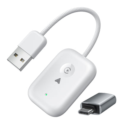 2 in 1 Apple CarPlay / Android Auto USB, Type-C Dual Ports Wired to Wireless CarPlay Adapter