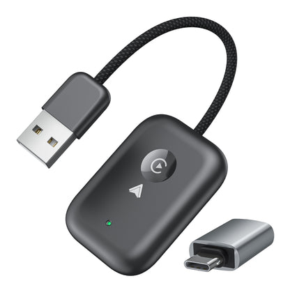 2 in 1 Apple CarPlay / Android Auto USB, Type-C Dual Ports Wired to Wireless CarPlay Adapter