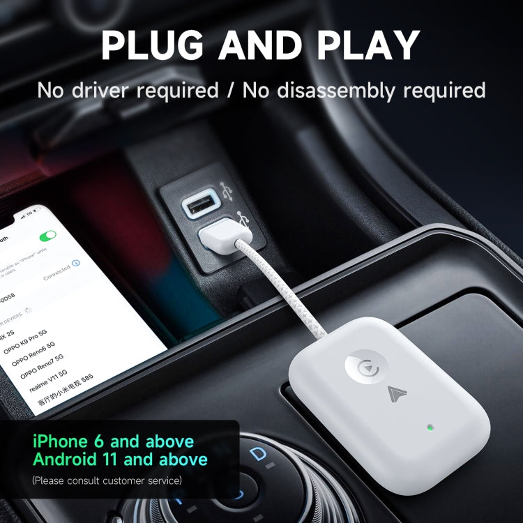 2 in 1 Apple CarPlay / Android Auto USB, Type-C Dual Ports Wired to Wireless CarPlay Adapter
