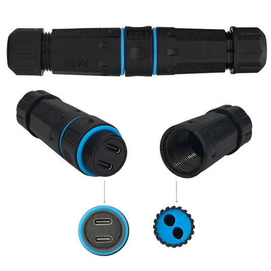 10Gpbs Dual Ports Type-C Straight Waterproof Connector M20 Outdoor Waterproof Coupler Adapter, Dual Ports Type-C Coupler
