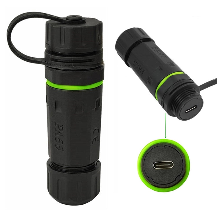 10Gpbs IP68 Waterproof Single Port Type-C Female to Female Straight Coupler Adapter With Protective Cover, Single Port Type-C Coupler With Protective Cover