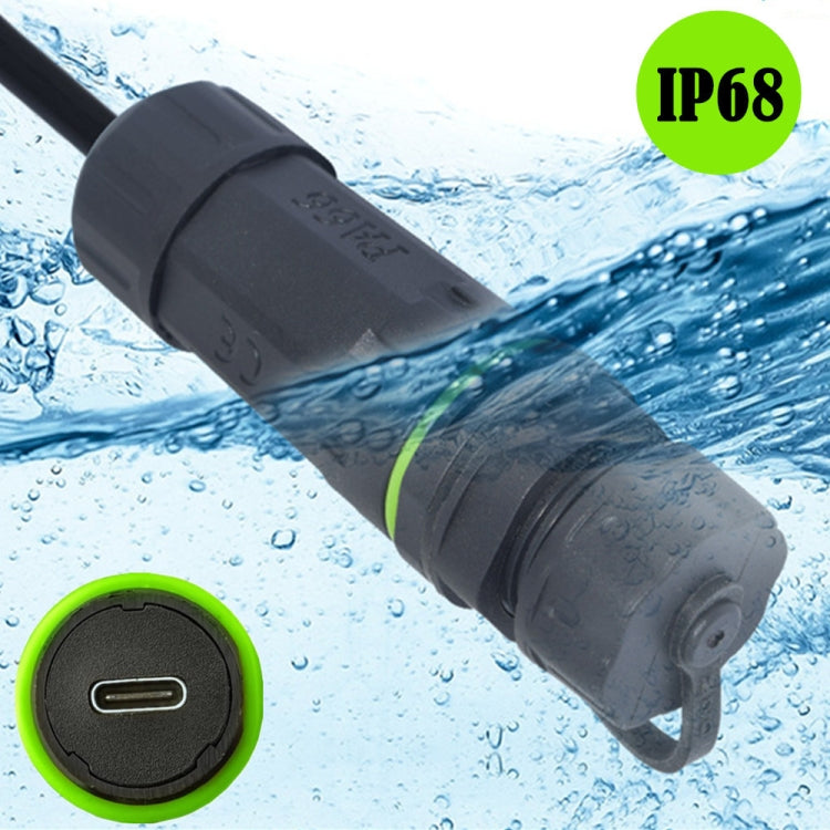 10Gpbs IP68 Waterproof Single Port Type-C Female to Female Straight Coupler Adapter With Protective Cover, Single Port Type-C Coupler With Protective Cover