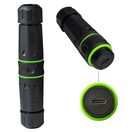 10Gpbs Outdoor IP68 Waterproof Single Port Type-C Female to Female Straight Coupler Adapter, Single Port Type-C Coupler