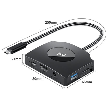 YCE-Z70A Type-C to PD 3.0, USB 3.0x2 + SD/TF, 3.5mm and HD1.4 Docking Station Video Capture Card