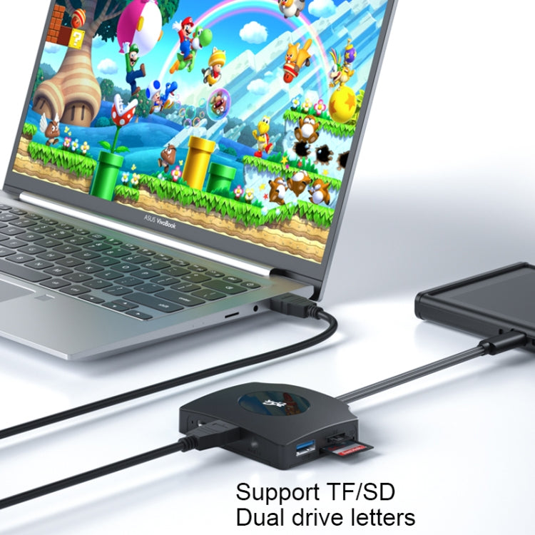 YCE-Z70A Type-C to PD 3.0, USB 3.0x2 + SD/TF, 3.5mm and HD1.4 Docking Station Video Capture Card