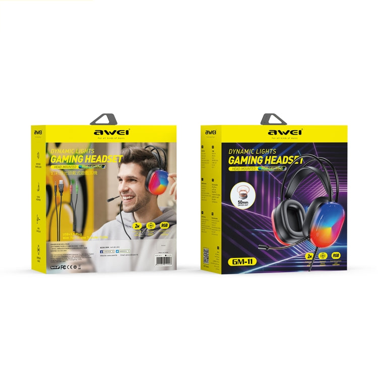 awei GM-11 Luminous Wired Headphones, Cable Length: 2m