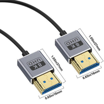 0.7m Coiled Coaxial 8K 48Gbps HDMI 2.1 Cable, Straight to Straight, Upward Bend, Downward Bend, Right Bend, Left Bend