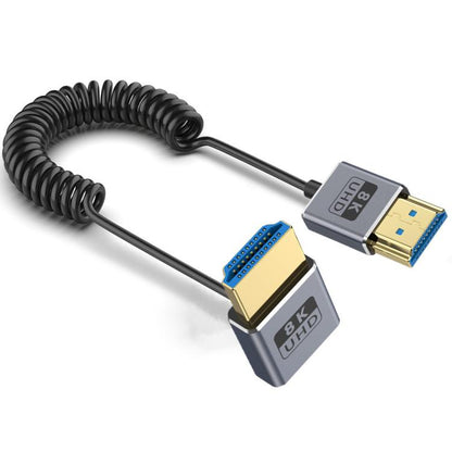 0.7m Coiled Coaxial 8K 48Gbps HDMI 2.1 Cable, Straight to Straight, Upward Bend, Downward Bend, Right Bend, Left Bend