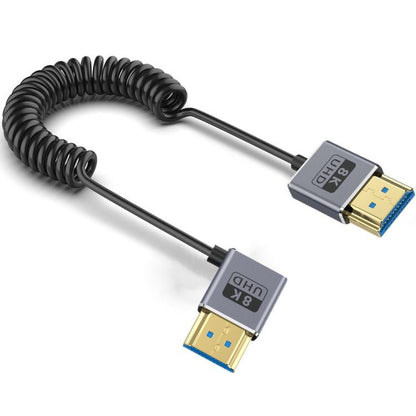 0.7m Coiled Coaxial 8K 48Gbps HDMI 2.1 Cable, Straight to Straight, Upward Bend, Downward Bend, Right Bend, Left Bend