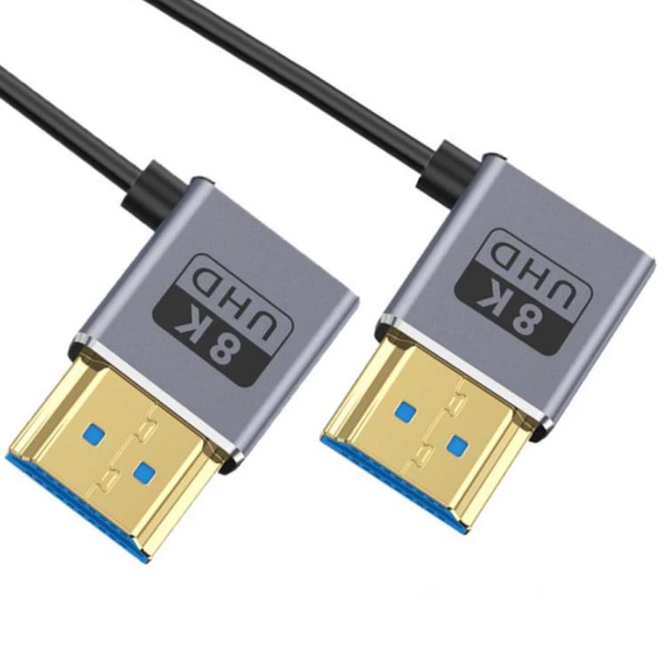 0.7m Coiled Coaxial 8K 48Gbps HDMI 2.1 Cable, Right to Right Elbow, Right to Left Elbow, Left to Left Elbow