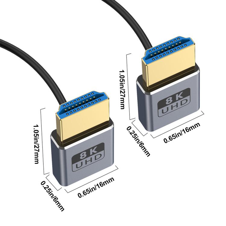 0.7m Coiled Coaxial 8K 48Gbps HDMI 2.1 Cable, Up to Up Elbow, Up to Down Elbow, Down to Down Elbow