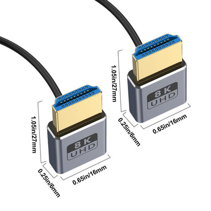 0.7m Coiled Coaxial 8K 48Gbps HDMI 2.1 Cable, Up to Up Elbow, Up to Down Elbow, Down to Down Elbow