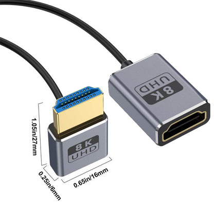 0.7m Coiled Coaxial 8K 48Gbps HDMI 2.1 Cable, Male to Female Up Elbow, Male to Female Down Elbow, Male to Female Right Elbow, Male to Female Straight, Male to Female Left Elbow