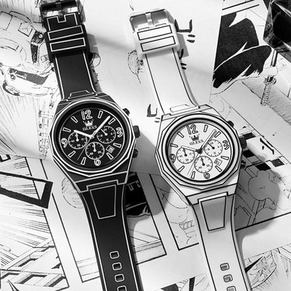 OLEVS 5622 Men Comic Style Multifunctional Luminous Quartz Watch