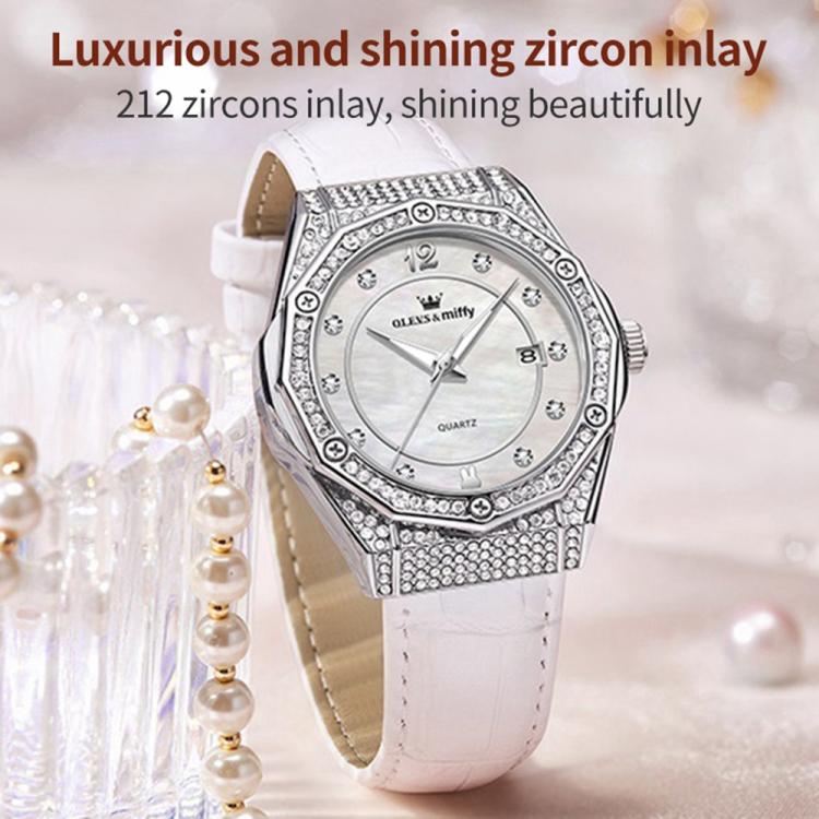 OLEVS 1003 Women Fashion Diamond-encrusted Waterproof Quartz Watch with Date