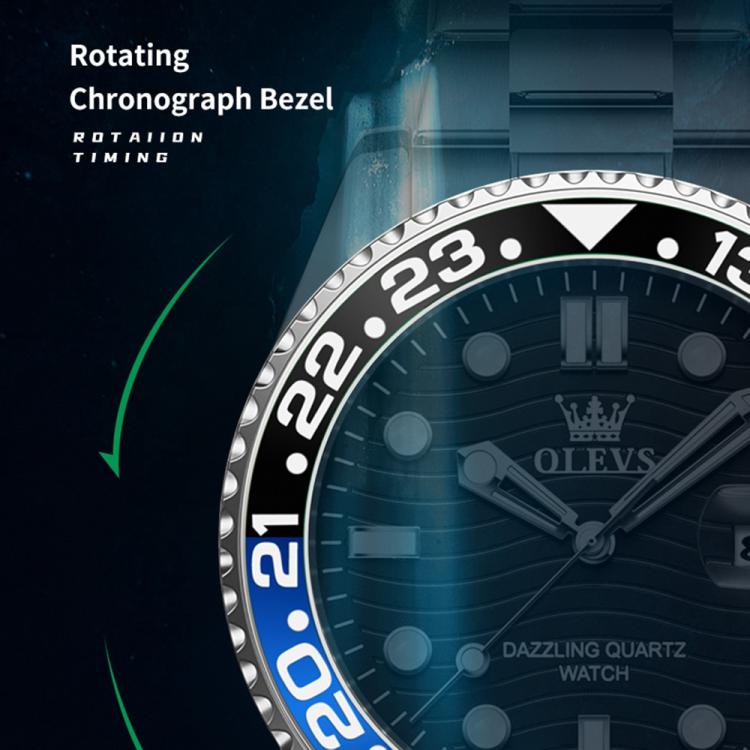 OLEVS 3610 Men Steel Strap Luminous Waterproof Quartz Watch