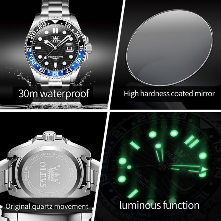 OLEVS 3610 Men Steel Strap Luminous Waterproof Quartz Watch
