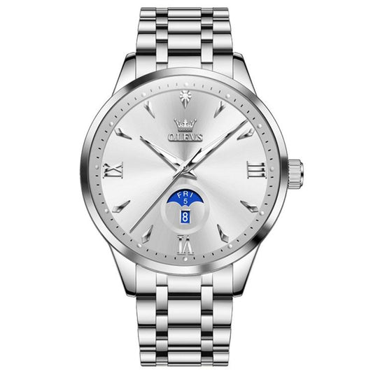 OLEVS 3646 Men Multifunctional Moon Phase Stone Waterproof Quartz Watch