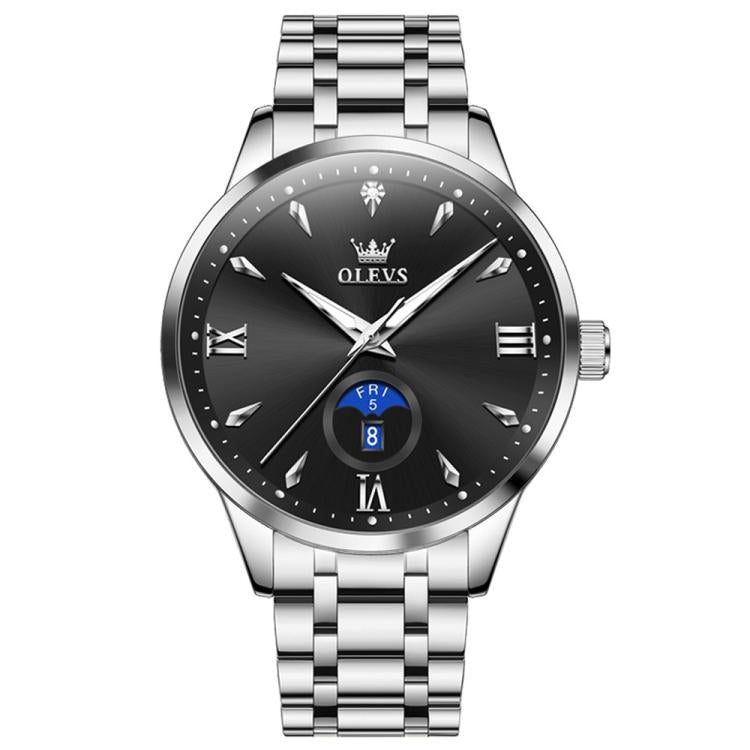 OLEVS 3646 Men Multifunctional Moon Phase Stone Waterproof Quartz Watch
