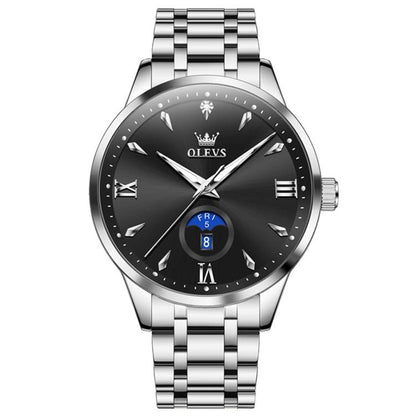 OLEVS 3646 Men Multifunctional Moon Phase Stone Waterproof Quartz Watch