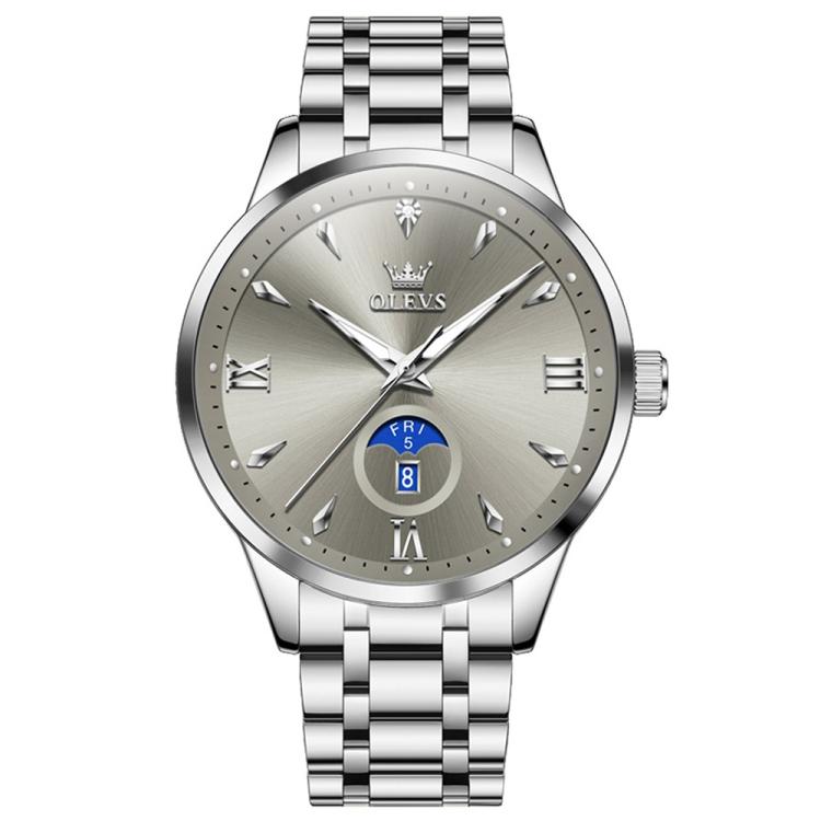 OLEVS 3646 Men Multifunctional Moon Phase Stone Waterproof Quartz Watch