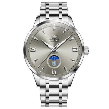 OLEVS 3646 Men Multifunctional Moon Phase Stone Waterproof Quartz Watch
