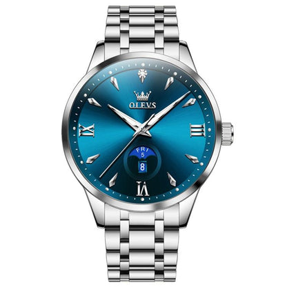 OLEVS 3646 Men Multifunctional Moon Phase Stone Waterproof Quartz Watch