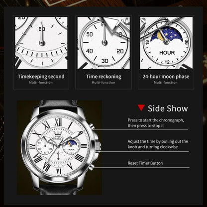 OLEVS 3632 Men Multifunctional Large Dial Luminous Waterproof Quartz Watch