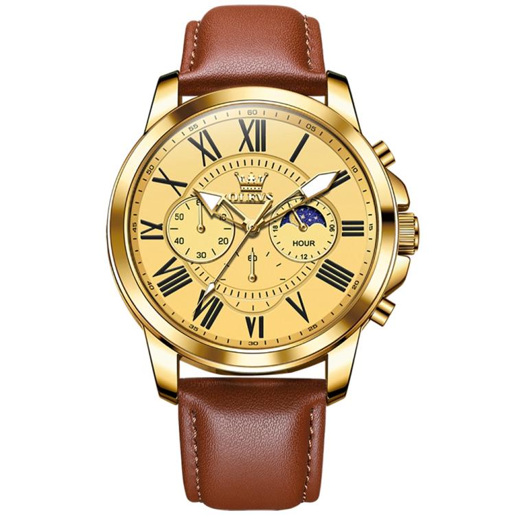OLEVS 3632 Men Multifunctional Large Dial Luminous Waterproof Quartz Watch