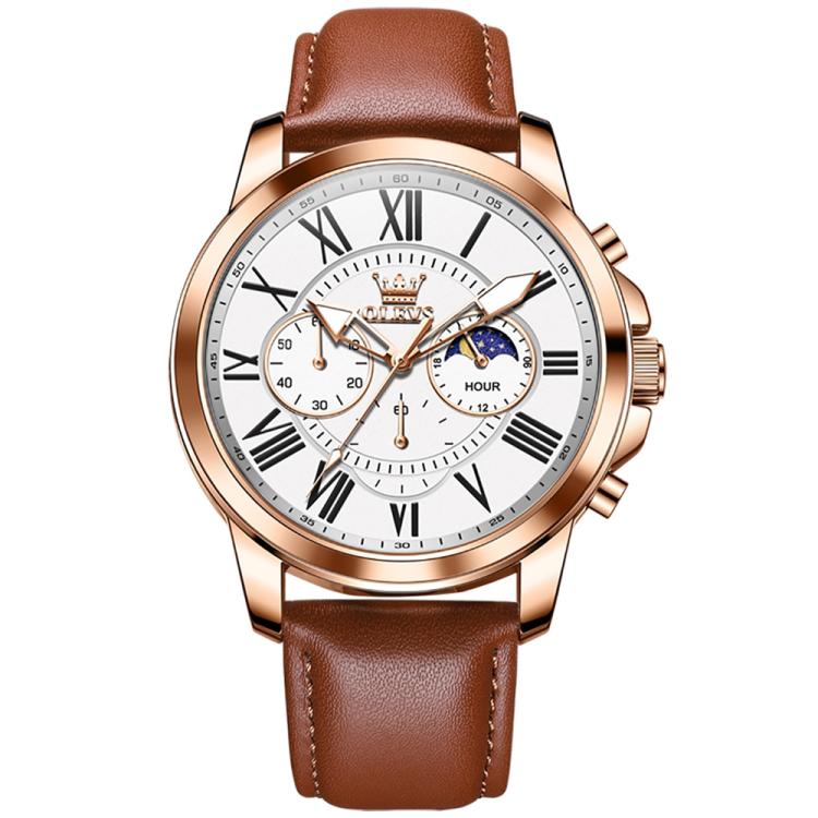 OLEVS 3632 Men Multifunctional Large Dial Luminous Waterproof Quartz Watch