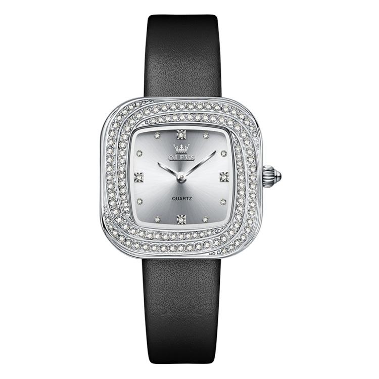 OLEVS 5512 Women Square Diamond Ring Waterproof Quartz Watch